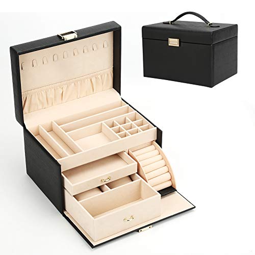 Feiscon Jewelry Organizer Makeup Cosmetic Storage Organizer Box Small Jewelry Box Travel Jewelry Case … #TOP7