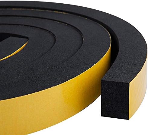 Foam Weather Stripping-2 Rolls, 1 Inch Wide X 3/4 Inch Thick, Insulation Foam Strips with Adhesive for Door,Automotive,Air Conditioner Seal, Total 13 Feet Long (6.5ft x 2 Rolls)
