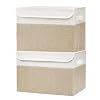 Bagnizer Large 42 Quarts Fabric Storage Bins with Lids [2-Pack] Linen Collapsible Foldable Baskets, Closet Organizer Containers boxes with Handles for Home Office (16.7 x 12 x 12, Beige & White)