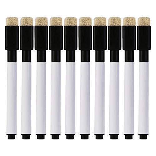 KRYTONE.Fx�Black Magnetic Whiteboard Pen Erasable Marker Office School Stationery Supplies Whiteboard Dry Wipe Pen Erasable Marker (10 BLACK)