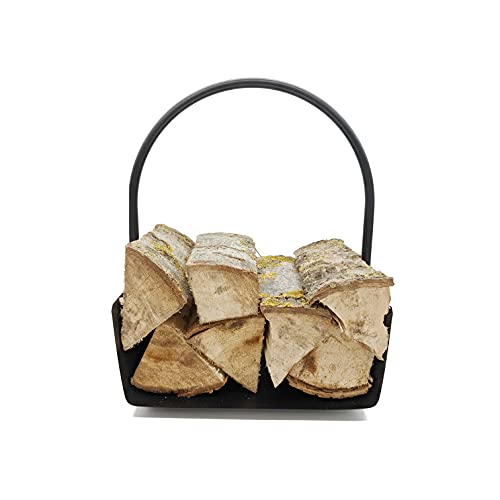 Cesta para leña, para interiores, metal, color negro, 40 x 30 x 50 cm, estantería para leña, cesta de transporte para leña de estufa Cover