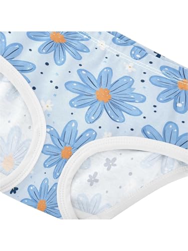 ZZKKO White Blue Daisy Flower Girls Underwear Toddler Panties for Girls Comfort Brief Size 2T4