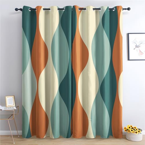 Mid Century Modern Curtains for Bedroom Decor, 84 Inches Long,