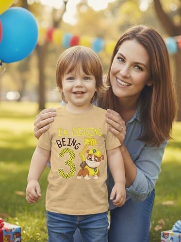 Image of Tstars Paw Patrol Rubble 3rd Birthday Shirt Toddler Boy 3 Year Old Tee