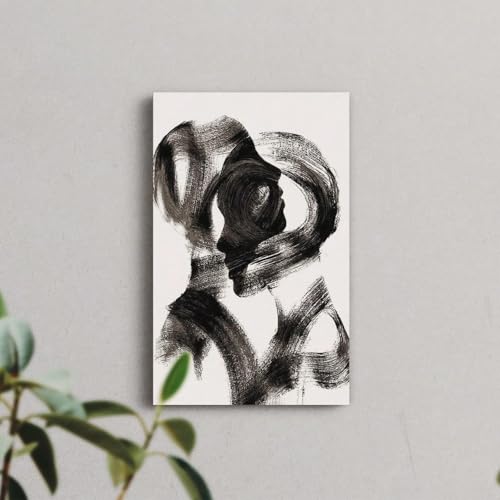 Tableau art abstrait noir et blanc pour decoration murale