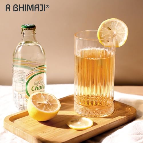Image of Premium Crystal Water Glass Set of 6 - Highball Drinking Glasses Set for Home - Glass Set for Water Juice Shakes Mojito Cocktail Colddrinks (Stand Dimaond)