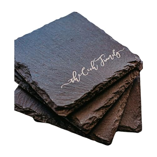 Personalized Coasters for Drinks Engraved Slate Custom Coaster Set of 4 6 8 or 10 Monogrammed Initial Name Wedding Gift for Couples 2025 Handmade by The Painted Pug