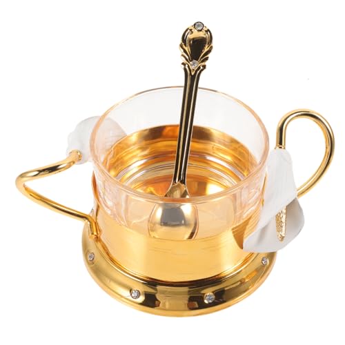 Garneck Azucarero Metálico Vintage Dorado Con Tapa y Cuchara Envase Para Especias y Condimentos Organizador Práctico Para Cocina y Mesa Estilo Europeo Elegante