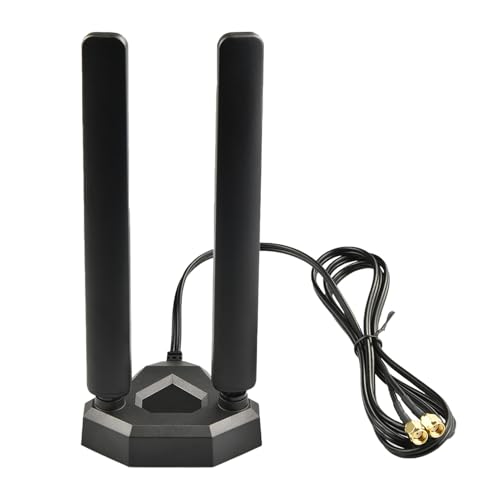 BOOBRIE WiFi 6E Tri-Band 2.4GHz 5.8GHz 6GHz High-Gain WiFi Antenna Magnetic Base 2400-2500/5150-5850/5900-7125MHz with Dual1.5M RP-SMA Male RG174 Cable for PCI-E Wireless Router Hotspot Network
