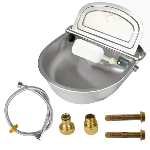 Automatic Dog Water Bowl Dispenser Large Capacity Dispenser for Dogs Horse Goat Pig Cow, 304 Stainless-Steel Livestock Waterer Outdoor Trough Dog Bowl, Horse & Goat Waterer