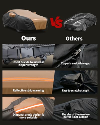 Image of Car Cover Waterproof All Weather,6 Layers Car Covers for Automobiles, Full Exterior Cover with Zipper, Outdoor Car Cover Sun UV Rain Snow Wind Protection, Fit for 185 inch(185 * 70 * 59 inch) Sedan