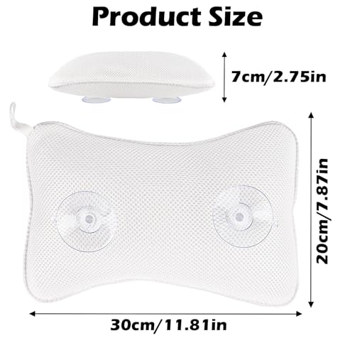 VMUTGA Badewannenkissen, Ergonomisches Kissen für das Badezimmer, Badekissen mit 2 starken Saugnäpfen, Spa-Badewannenkissen für Optimale Nacken Entspannung