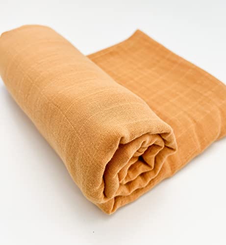 Image of Premium Swaddle Blanket by BWD - 70% Viscose & 30% Organic Cotton, 47x47 Inches - Neutral Baby Swaddle Set for Newborns and Infants (Mustard)