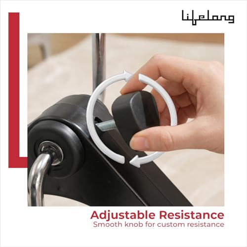 Image of Lifelong LLF63 Fit Pro Foot Pedal Exerciser Machine, Foldable Portable Foot, Hand, Arm, Leg Exercise Pedaling Machine - Black and Red