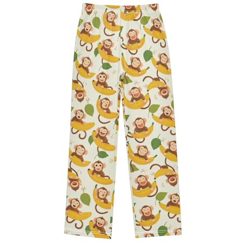 Boy's Pants Monkey Drawn Banana Jogger Pants Elastic Waist Long Bottoms Trousers with Pockets 6-14 Years