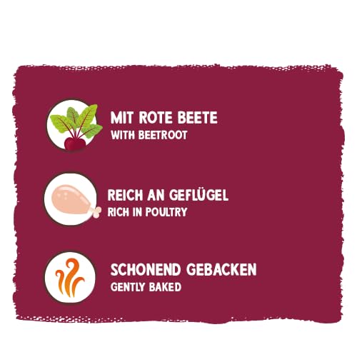 Sammy´s Herzensbrecher | Fein gebackene Snacks für Hunde | Schonend im Ofen gebacken | Mit Rote Bete & Löwenzahn | Reich an Geflügel | ohne Zuckerzusatz | Trainingssnack | 1 x 800 g