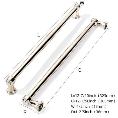 khtumeware 10 Pack Polished Nickel Cabinet Pulls 12 Inch(305mm) Hole Centers Cabinet Pulls Kitchen Cabinet Hardware for Cupboard Drawer Handles Dresser Pulls by khtumeware - Used condition - Image 2