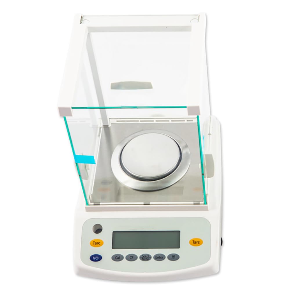 Balanza Analítica Electrónica, Báscula De Precisión De Laboratorio De 0,001 G con Parabrisas, Calibración Externa Automática, Pantalla LCD/Interfaz RS-232C, para Joyería, Polvos