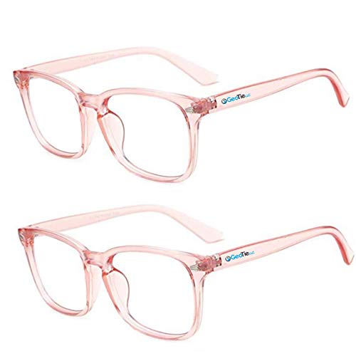 Pack of 2 - Clear Pink & Clear Pink - Digital Glasses - Blue Light Blocking - Computer Filter - Style & Comfortable - Perfect for Reading/Gaming/TV/Phones - Women/Men-Reduce EyeStrain
