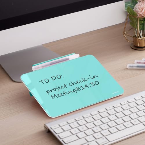 Image of TSJ OFFICE Small Desktop Whiteboard - Glass Dry Erase Board 8 X 6 Inches Tabletop Easel Whiteboard with Stand, Desk Board Buddy for Artist, Teacher and Student