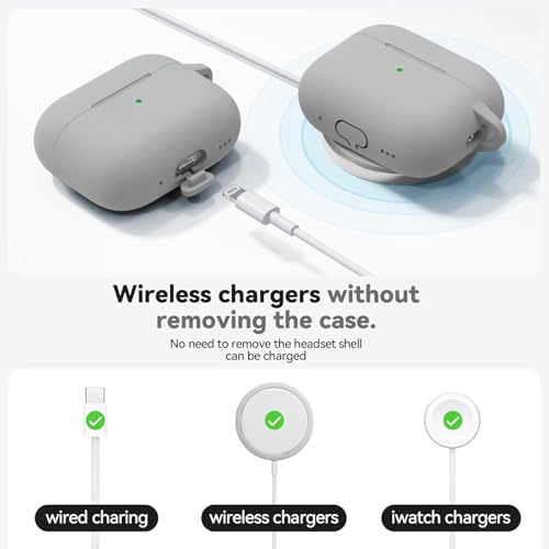 Image of Meyaar for AirPods Pro 3 Case 2025 with Cleaner Kit,Soft Silicone Protective Cases for Apple AirPods Pro 3rd Generation Case for Women Men,AirPod Pro 3 Cases Cover Accessories with Keychain(LightGrey)