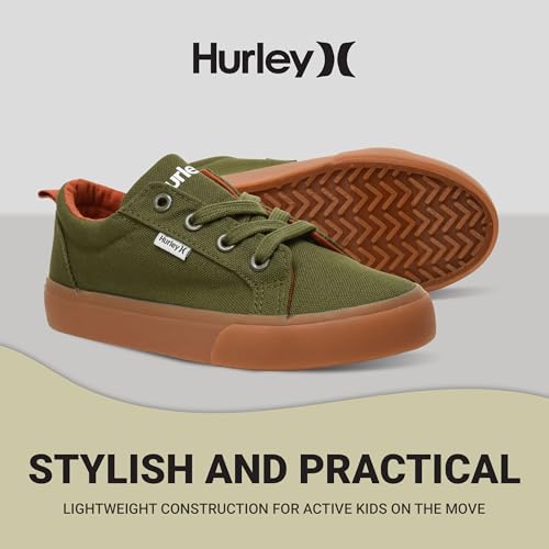 Image of Hurley Kids Finn Sneakers - Canvas Skate Shoes for Kids, Low Cut Tennis Shoes for Girls and Boys