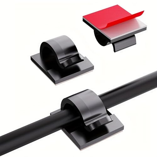 16 Clips adhesivos para cable de plástico transparente, portadores de cable autoadhesivos para pared, debajo del escritorio, automóvil, cámara de tablero, ethernet, 16 piezas miniatura 6
