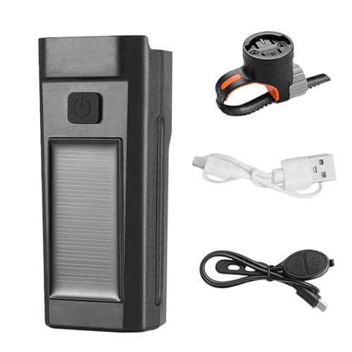 Luz Delantera para Bicicleta - Luz Delantera Bici Montaña Carga Solar Y USB - Lámpara de Seguridad Impermeable con Bocina para Manillar para Montaña Urbano Carretera y Desplazamientos