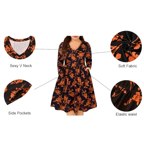 Image of RITERA Plus Size Dresses for Curvy Women Summer Spring Womens Dress V Neck Short Sleeve Casual Dress with Pockets XL-5XL