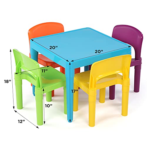 Humble Crew TC657 Blue Table & Red/Green/Yellow/Purple Kids Lightweight Plastic Table And 4 Chairs Set thumb #2