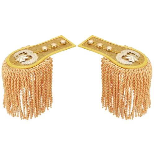 INFUNLY 1 Pair Shoulder Fringe Epaulette 6.1"×3.15" Gold Tassel Boards Epaulet Shoulder Brooch Badge Detachable Honor Guard Fringe Epaulette Unisex Uniform Epaulet for Cloth Jacket Suit Accessories