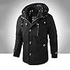 Mens Fleece Hoodie Jackets Full Zip Up Warm Ski Jackets Loose Comfortable Outdoor Windproof Hoodie Warm Sports Coat, Black, 5XL #2