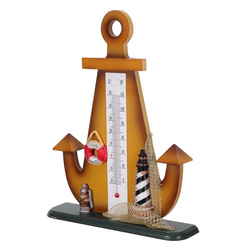 Thermomètre d'intérieur ancre en métal robuste pour décoration de table chic