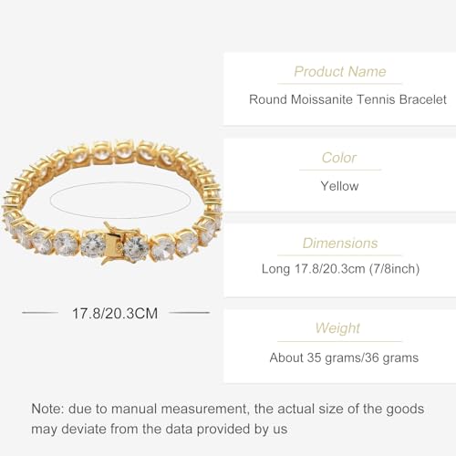 14K Shimmering Tennis Bracelet Featuring 8mm Full Round Moissanite Diamonds2