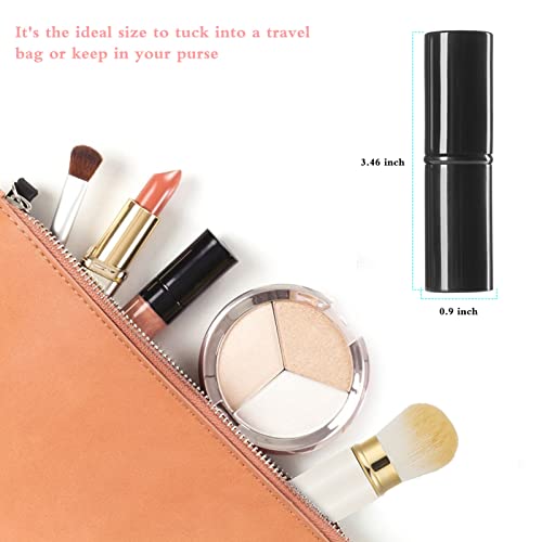 Falliny 2 Pack Retractable Kabuki Makeup Brush, Travel Face Blush Brush, Portable Powder Foundation Brush With Cover For Blush, Sunscreen, Bronzer, Buffing, Highlighter Flawless Powder Cosmetics #TOP3