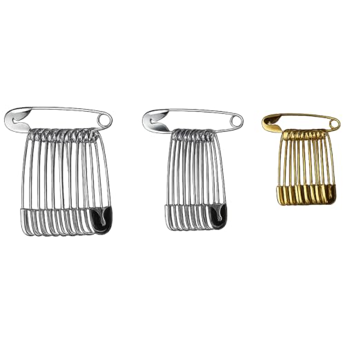 Image of Safety Pin Set Assorted Sizes 00, 01 & 04 | Rust Resistant Stainless Steel Pins for Sewing, Tailoring, Saree, Dupatta, Baby Clothes, Diapers, Quilting, Craft & Household Use