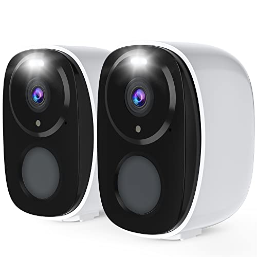 Menggood Security Cameras Wireless Outdoor, 2K Battery Powered Outdoor Camera Wireless Ai&Pir Motion Detection, Spotlight&Siren, Color Night Vision, 2-Way Audio Security Camera Outdoor/Indoor (2 Pack) #TOP9