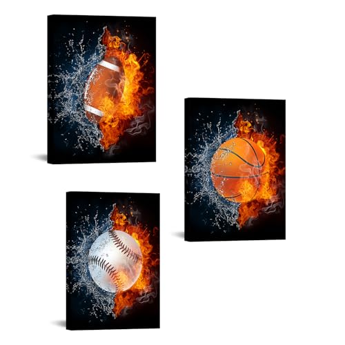 YeiLnm Sports Wall Decor for Boys Bedroom Basketball and Football