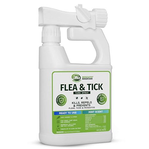 Image of Mosquito Magician Flea and Tick Yard Spray with Hose End Sprayer - Mosquito & Tick Killer and Repellent, Flea Treatment & Outdoor Bug Control for Lawn, Garden & Backyard - Mint Scent, 32 OZ