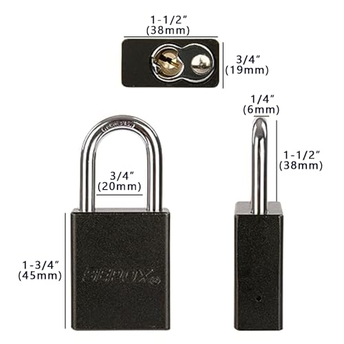 Image of SEPOX 24-Pack Black Aluminum Padlocks, 1-1 /2 inch Long Shackle | Lightweight spark-proof alum, Keyed Different, 3 keys each. Long shackle fits thick gates. For asset control, fence /storage.