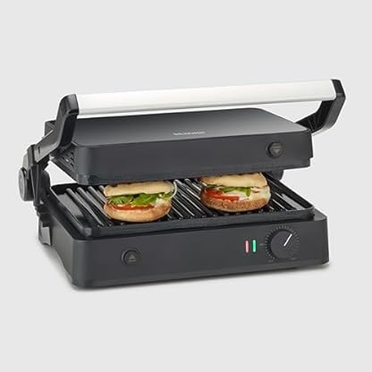 SEVERIN SEVINI Lite, Kontaktgrill für Fleisch, Fisch & Gemüse, Keramikbeschichteter Sandwich-Maker für fettfreies Grillen, Indoor-Grill bis zu 220°C Hitze, 1.800 W, schwarz, KG 2398 – Bild 8