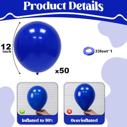 Image of Togvu Blue Balloons, 50Pack 12 Inch Royal Blue Latex Party Balloons