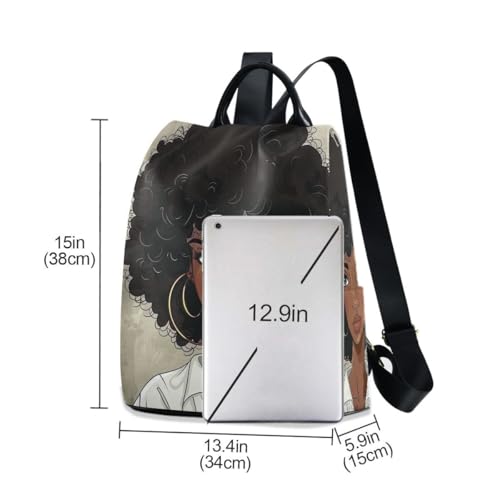 Image of ALAZA Beautiful Black Afro Woman Trips Hiking Camping Rucksack Pack for Women