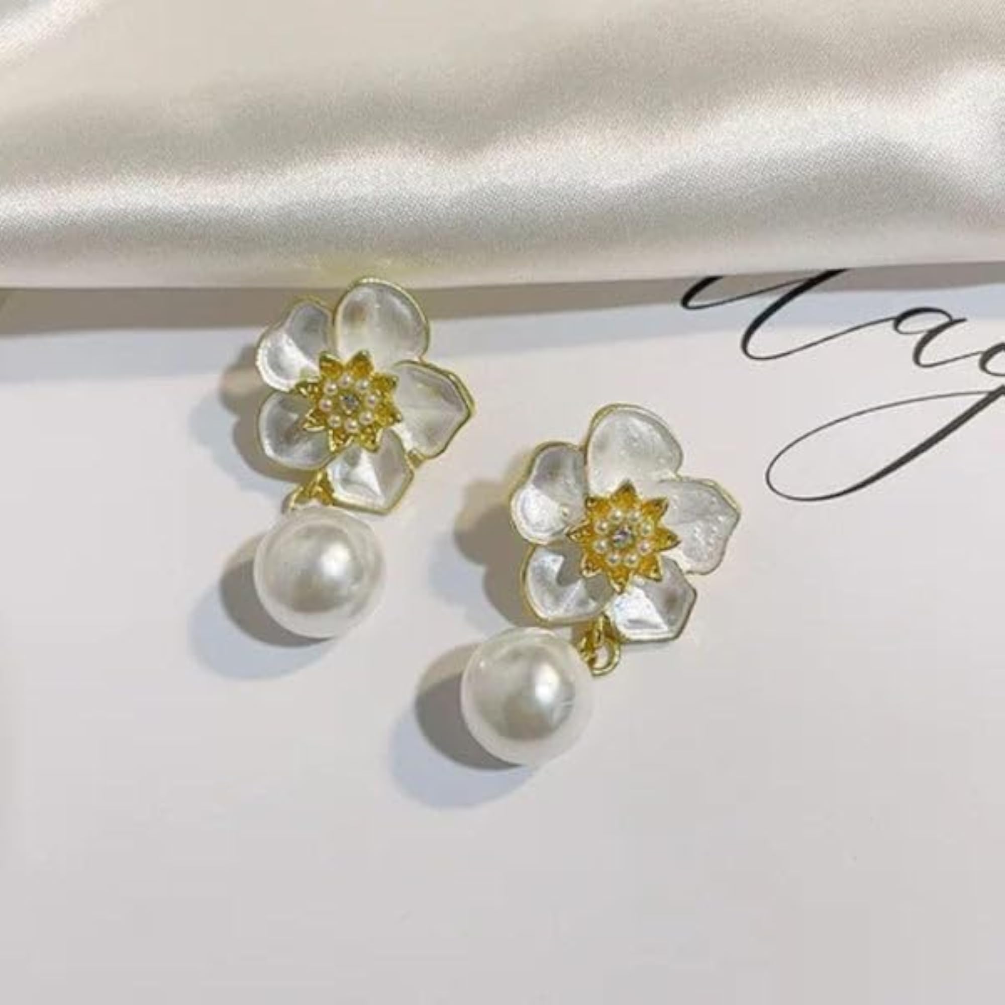 Floral Pearl-Accented Stud Earrings, Everyday Wear