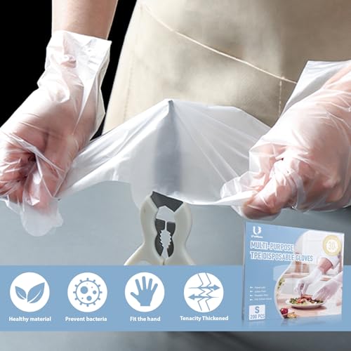 U‘NMEEE 200 PCS Disposable TPE Gloves - Clear/White Plastic, Food Safe, Latex-Free, Powder- (S) by U‘NMEEE - Image 5