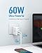 Anker 60W PIQ 3.0 & GaN Tech Dual Port Charger, PowerPort Atom III (2 Ports) Travel Charger with a 45W USB C Port, for Laptops, MacBook, iPad Pro, iPhone, Galaxy, Pixel and More