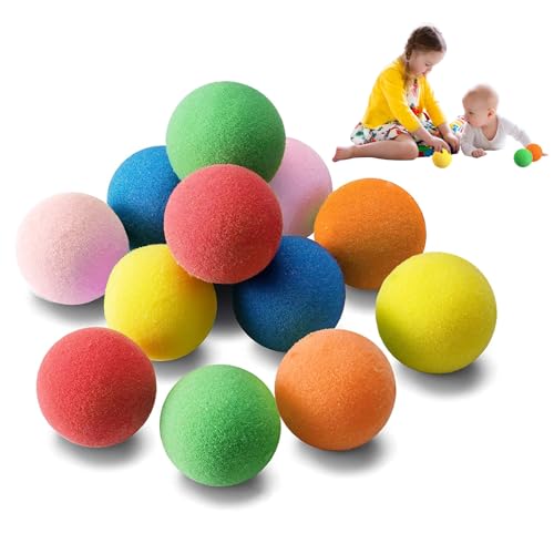 WOUYTPE 12 Stück Stressball, Bälle für Bällebad, Schaumstoffball, Geeignet für die Tägliche übung, zur Unterstützung von Yoga oder als Massagegerät, Kinderspielzeug (Mehrfarbig Erhältlich)