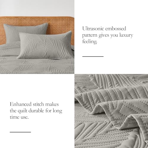 Colcha ligera con patrón en relieve gris para cama queen y matrimonio 6