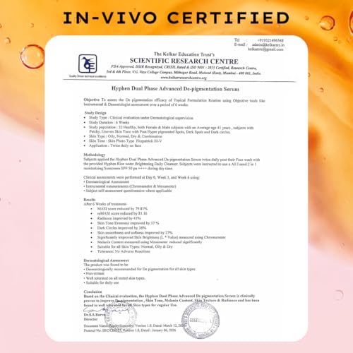 Image of Hyphen 4% Tranexamic Acid + 5% Niacinamide Biphasic De-Pigmentation Serum | Correction & Prevents Hyperpigmentation, Dark Spots & Melasma| In-vivo tested & Non-Comedogenic| Deep Penetration - 30 ml