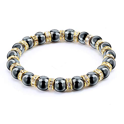 Bracelet perles hématite noire yoga mantra prière bouddha 20cm